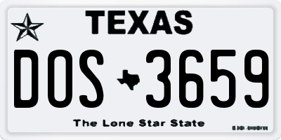 TX license plate DOS3659