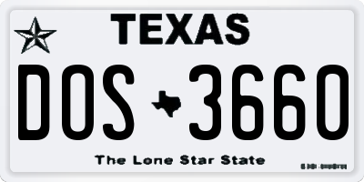 TX license plate DOS3660