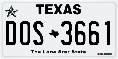 TX license plate DOS3661