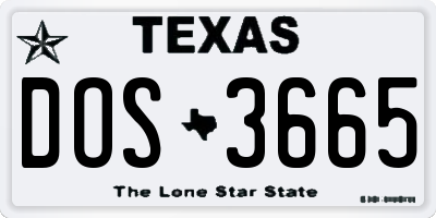 TX license plate DOS3665