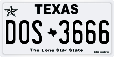 TX license plate DOS3666