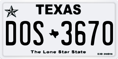 TX license plate DOS3670