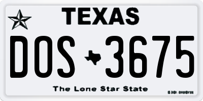 TX license plate DOS3675