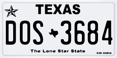 TX license plate DOS3684