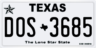 TX license plate DOS3685