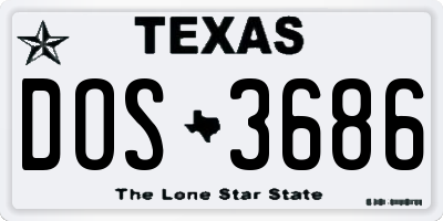 TX license plate DOS3686