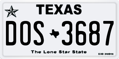 TX license plate DOS3687