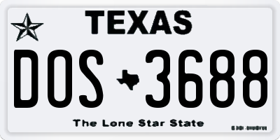 TX license plate DOS3688