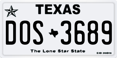 TX license plate DOS3689