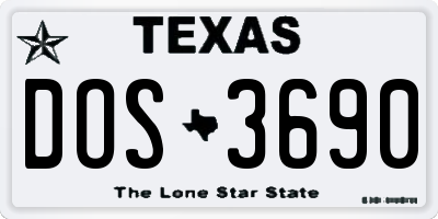 TX license plate DOS3690