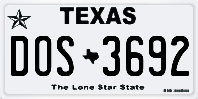 TX license plate DOS3692