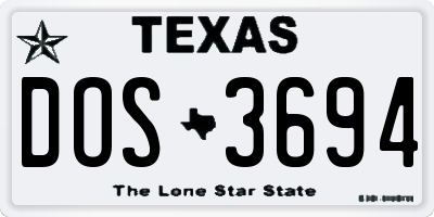 TX license plate DOS3694