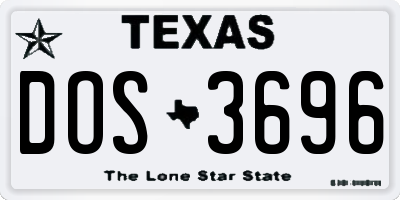 TX license plate DOS3696