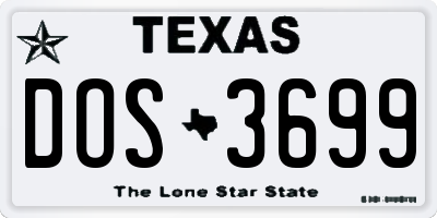 TX license plate DOS3699