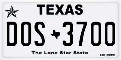 TX license plate DOS3700