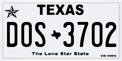 TX license plate DOS3702