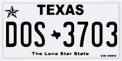 TX license plate DOS3703