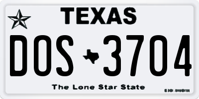 TX license plate DOS3704