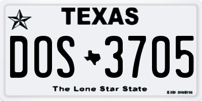 TX license plate DOS3705