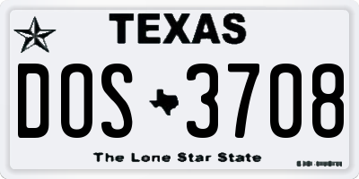 TX license plate DOS3708