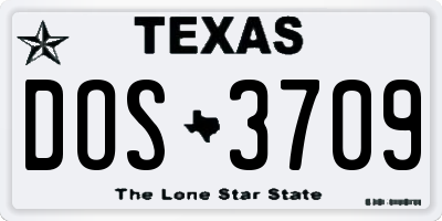 TX license plate DOS3709