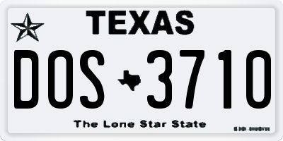 TX license plate DOS3710