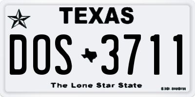 TX license plate DOS3711