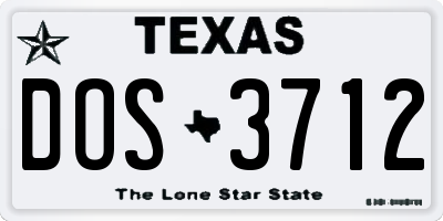 TX license plate DOS3712