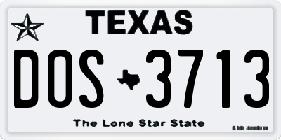 TX license plate DOS3713