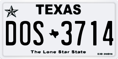 TX license plate DOS3714