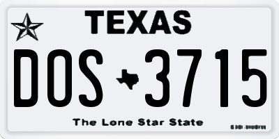 TX license plate DOS3715