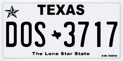 TX license plate DOS3717