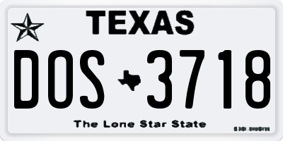 TX license plate DOS3718