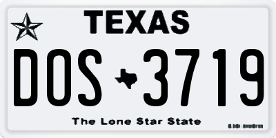 TX license plate DOS3719