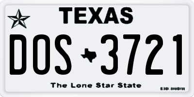 TX license plate DOS3721