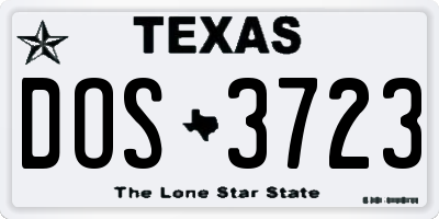 TX license plate DOS3723