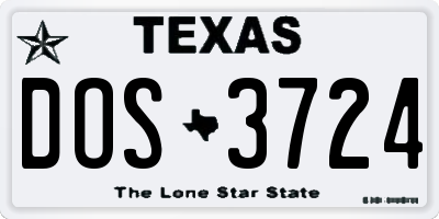 TX license plate DOS3724