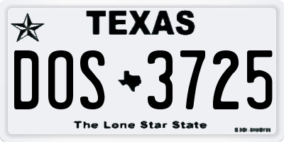 TX license plate DOS3725