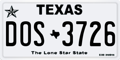 TX license plate DOS3726