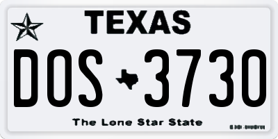 TX license plate DOS3730
