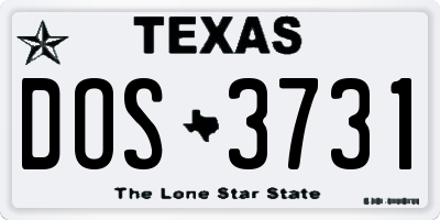 TX license plate DOS3731