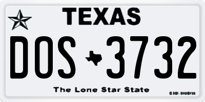 TX license plate DOS3732