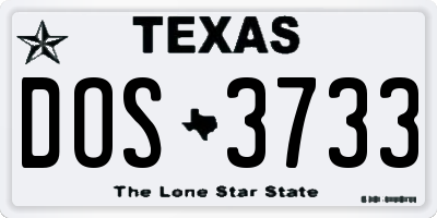 TX license plate DOS3733