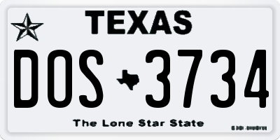 TX license plate DOS3734