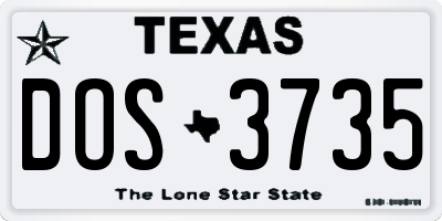 TX license plate DOS3735