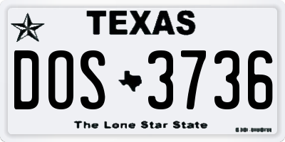 TX license plate DOS3736