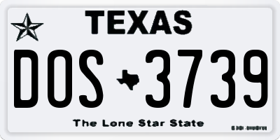 TX license plate DOS3739