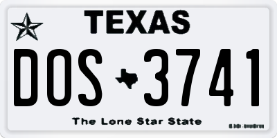 TX license plate DOS3741