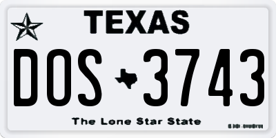 TX license plate DOS3743