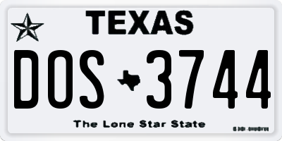TX license plate DOS3744